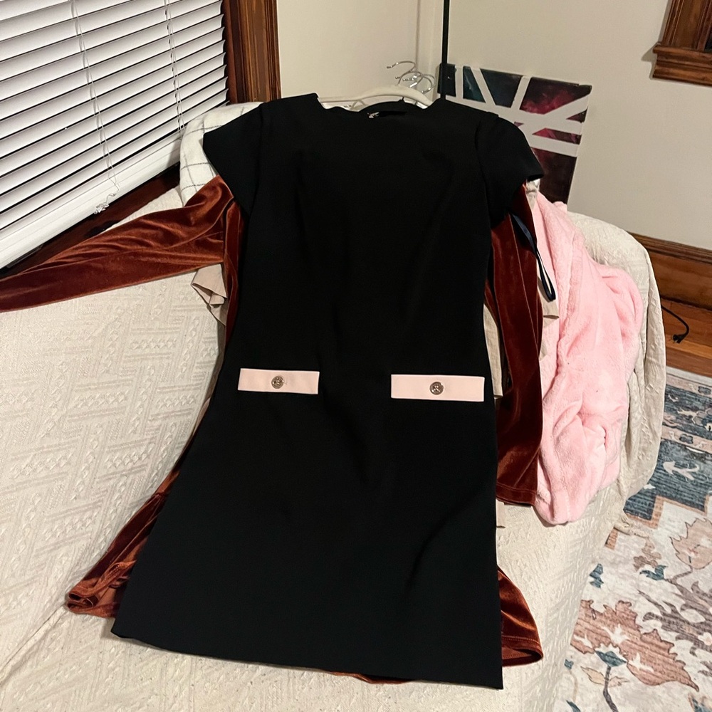 Black Tommy Hilfiger Dress with Pink Pocket Detail
